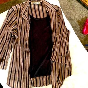 Striped blouse with built in camisole button down medium